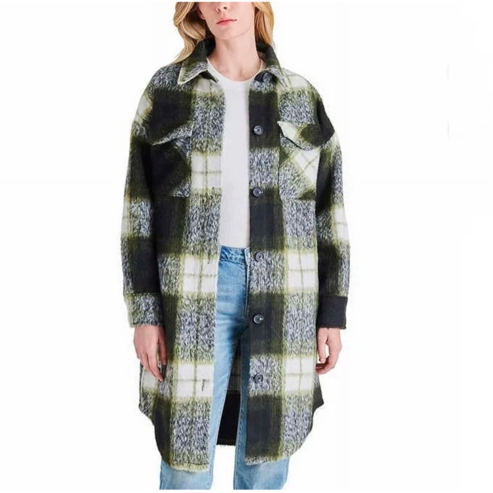 Steve Madden Plaid Women's long shirt jacket - Picture 1 of 7